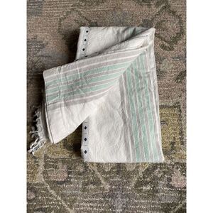 Threshold Striped Design Shower Curtain With Knotted Fringes